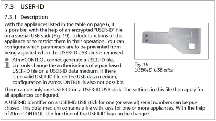 Memmert B33170 User ID-stick