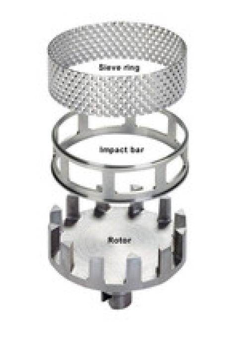 Fritsch impact rotor met 12 ribben TiN gecoat Pulverisette14