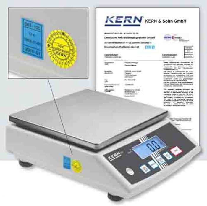 Kern DKD kalibratiecertificaat analytische balansen tot 5 kg